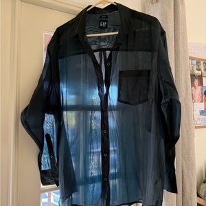 GAP Women’s Sheer Black Big Shirt size large